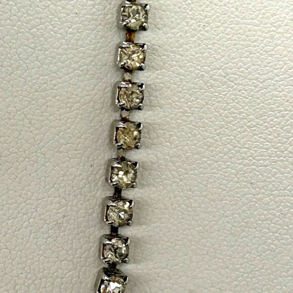 Vintage Weiss Rhinestone Necklace Clear Marquise & Round Stones Wedding Formal - Picture 9 of 11